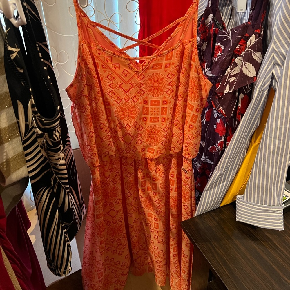 Guess Dress | Pink & Orange Pattern Sleeveless | Unique Bottom